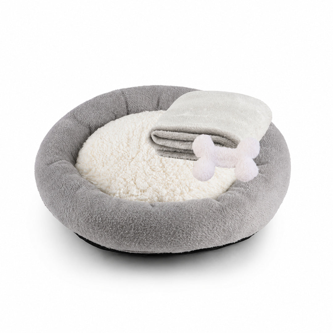 Cama, Cobertor e Osso de pelucia - Combo Conforto