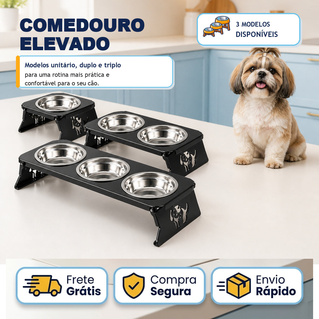 Comedouro Elevado para pets de Metal