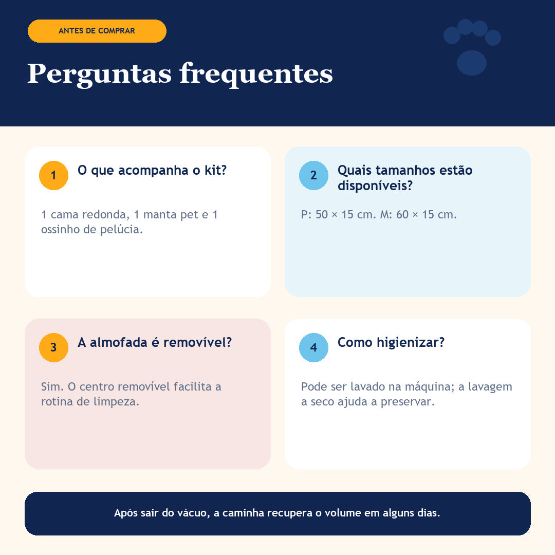Cama, Cobertor e Osso de pelucia - Combo Conforto