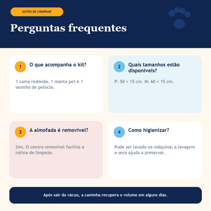 Cama, Cobertor e Osso de pelucia - Combo Conforto