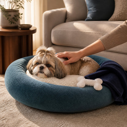 Cama, Cobertor e Osso de pelucia - Combo Conforto