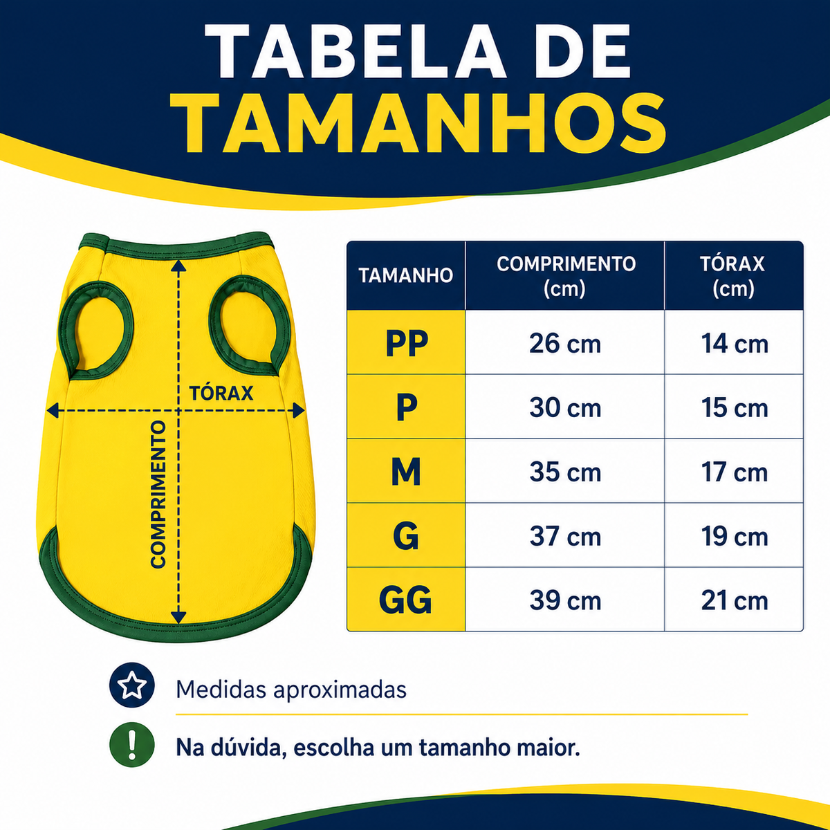 Blusa da seleção Brasileira pra cães - Promoção Copa do Mundo 2026